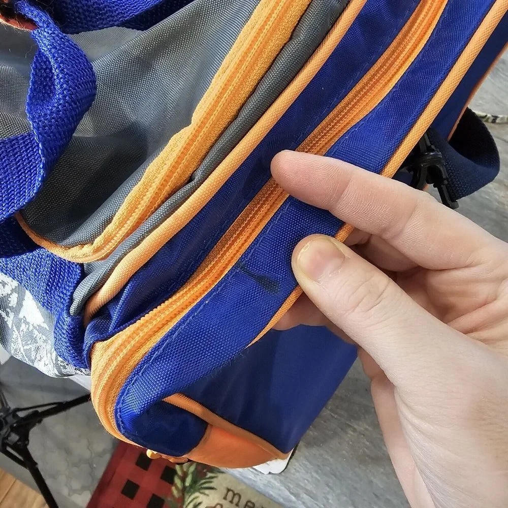 Vintage 90s Bugle Boy Duffle Gym Bag‎ Weekender Overnight Blue Orange Streetwear